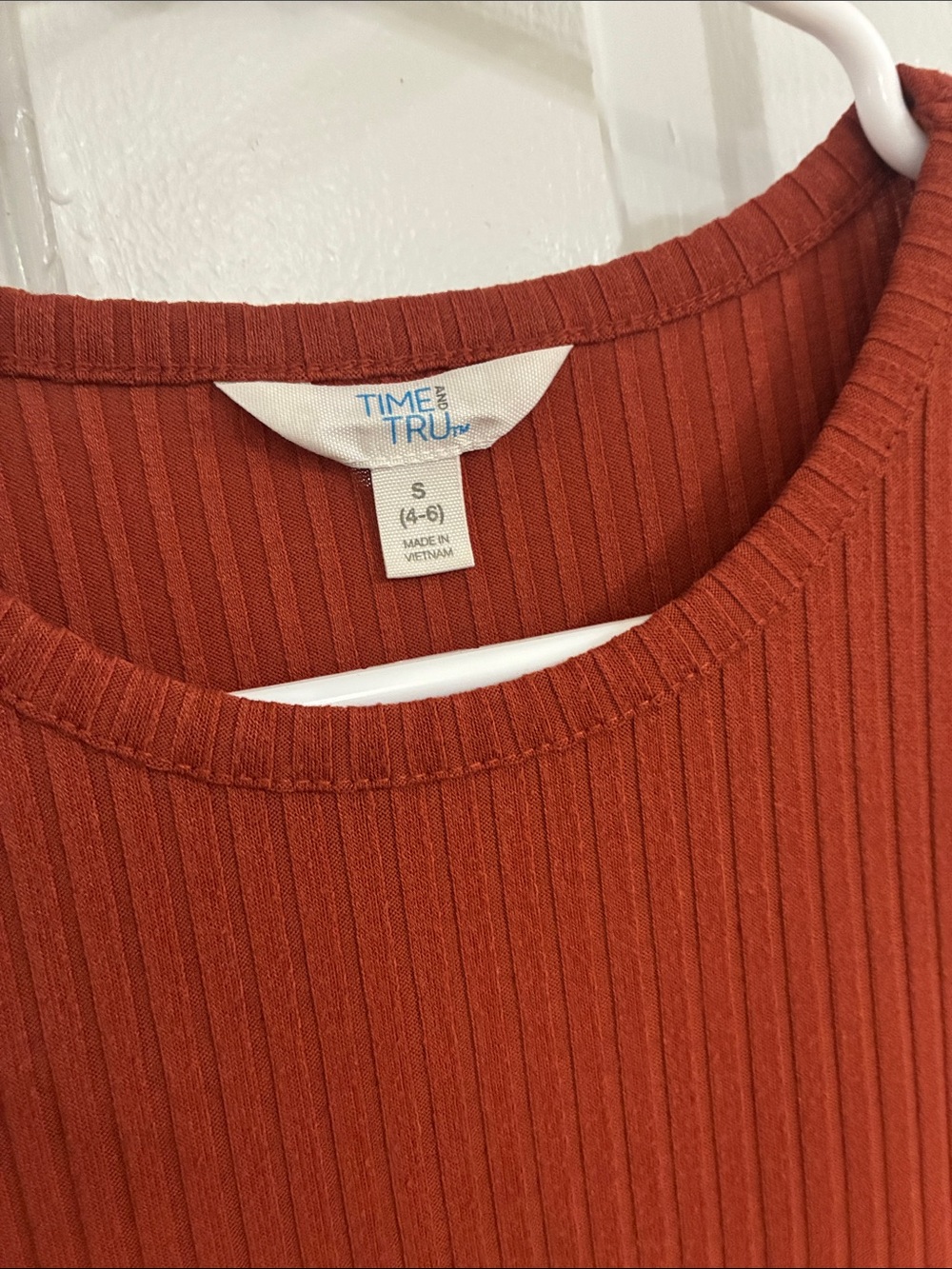 Time and Tru Ruffled Sleeve Ribbed Tank Top - Rust - Picture 2 of 3